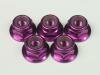 TOP AW-LNF4PL Purple alloy 4mm flanged nylock wheel nuts (5)
